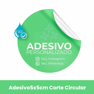 100 unid. Adesivo Personalizado - 5x5cm em Vinil  Branco Brilho 120g