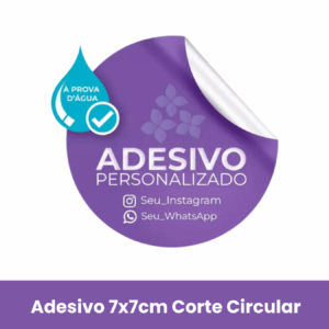100 unid. Adesivo Personalizado - 7x7cm em Vinil  Branco Brilho 120g