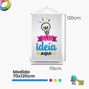 1 Banner bastão e cordinha - 70x120cm