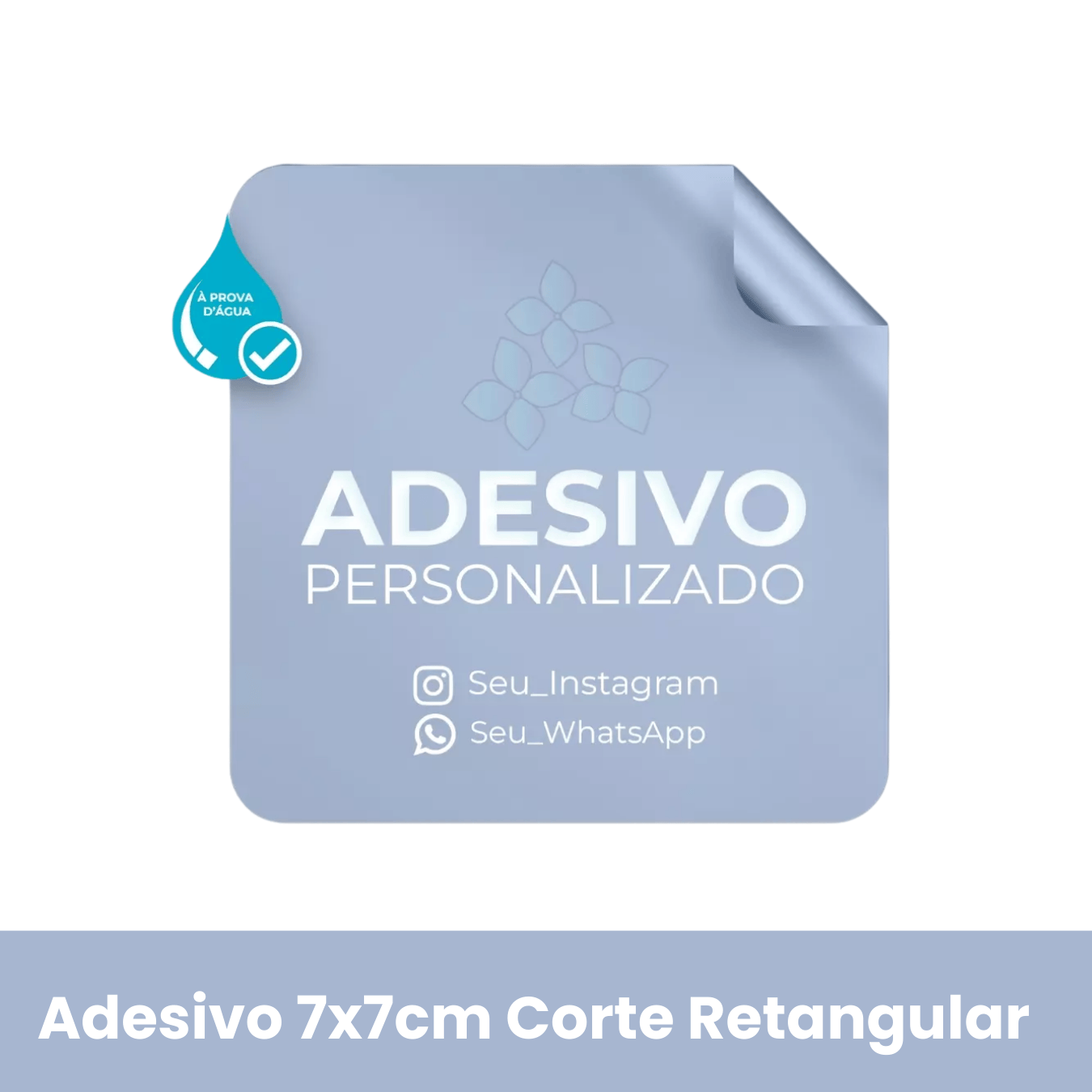 100 unid. Adesivo Personalizado - 7x7cm em Vinil Branco Brilho 120g