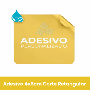 100 unid. Adesivo Personalizado - 4x6cm em Vinil Branco Brilho 120g