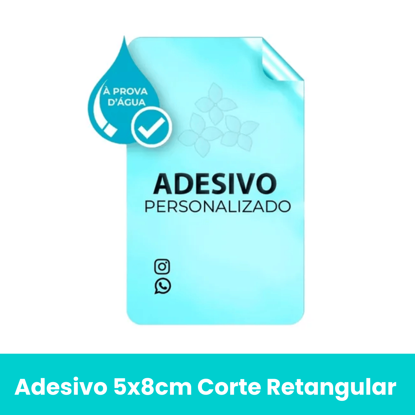 100 unid. Adesivo Personalizado - 5x8cm em Vinil Branco Brilho 120g