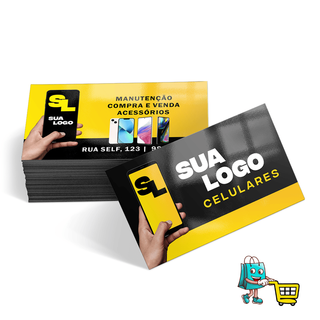1.000 Unid. Cartões de Visita - Verniz Total Frente - 48x88mm - Couché Brilho 300g
