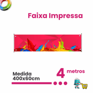 1 Faixa Personalizada - 400x60cm em Lona Brilho 340g